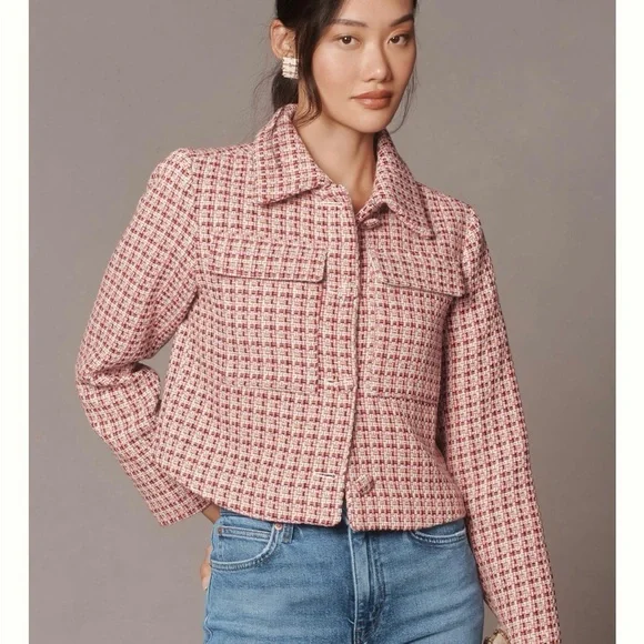 【BAU】MAEVE Cropped Tweed Jacket 3Colors Maeve Cropped Tweed Blazer | Anthropologie